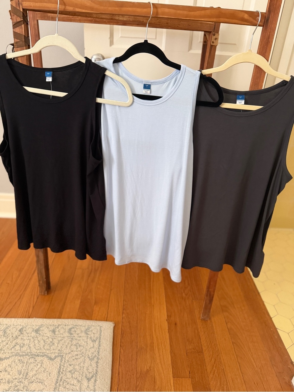 Old Navy Women's Tank Top Trio - Black, Light Blue, Charcoal